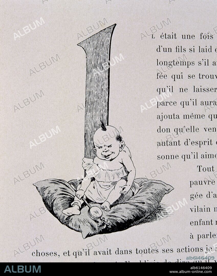 JACQUES ONFROY DE BREVILLE-JOB (1858-1931). RIQUETE EL DEL COPETE - DIBUJO PARA EL CUENTO DE PERRAULT.