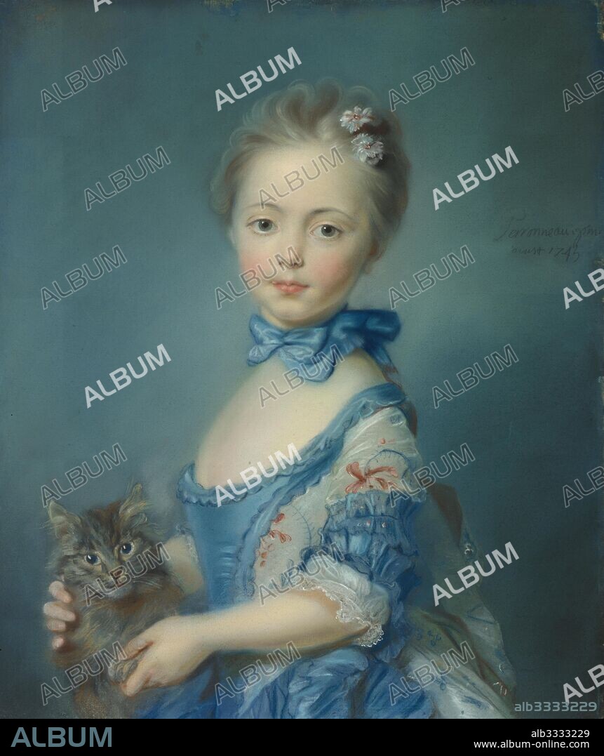 JEAN-BAPTISTE PERRONNEAU. A Girl with a Kitten.