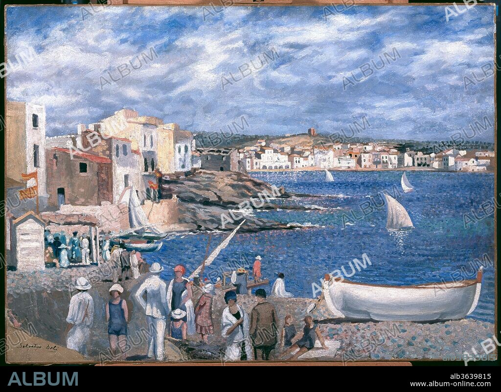 SALVADOR FELIPE JACINTO DALÍ I DOMÈNECH. Salvador Dalí / "La plage d'Es Llaner", 1921, Painting (Oil on cardboard on plywood) , 92 × 67.1 cm.