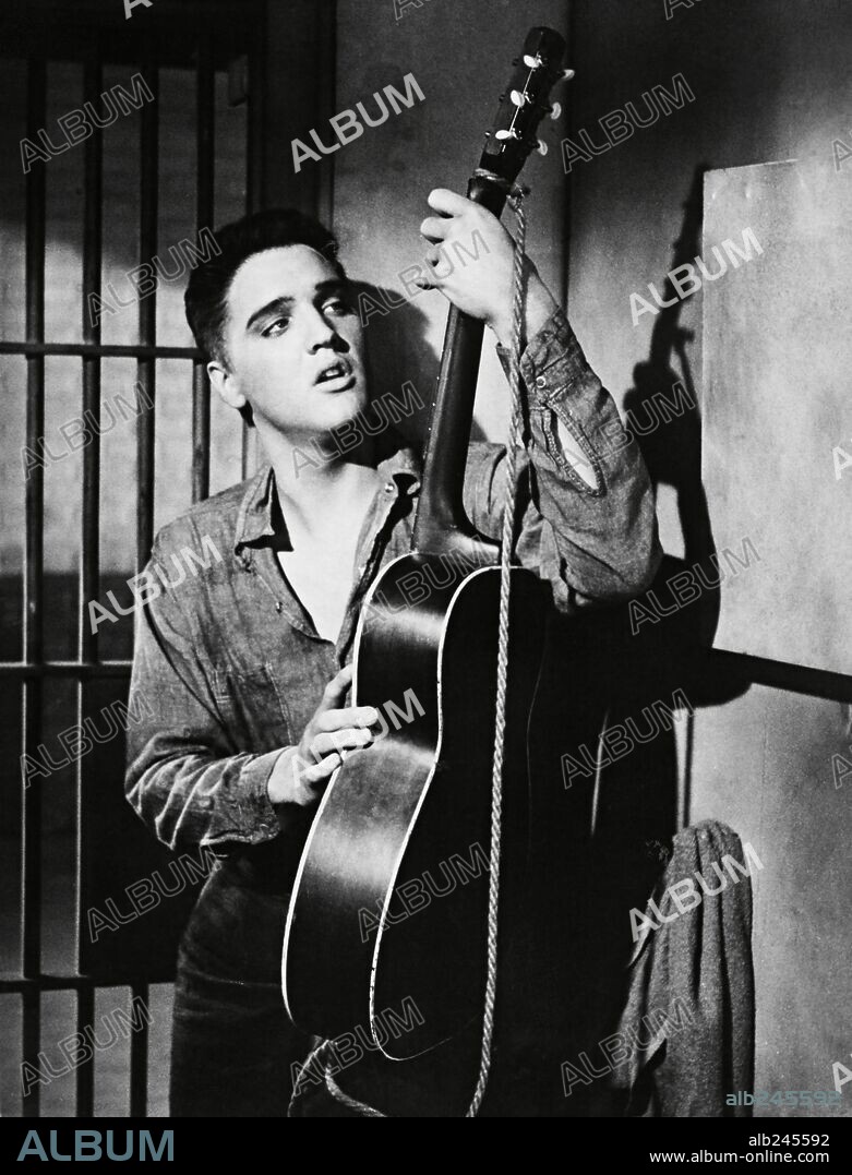 ELVIS PRESLEY in JAILHOUSE ROCK, 1957, directed by RICHARD THORPE. Copyright M.G.M.