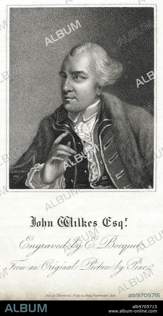John Wilkes (1725-97) English Radical, Journalist and Politician, Engraving by E. Bocquet from an Original Painting by Robert Edge Pine.