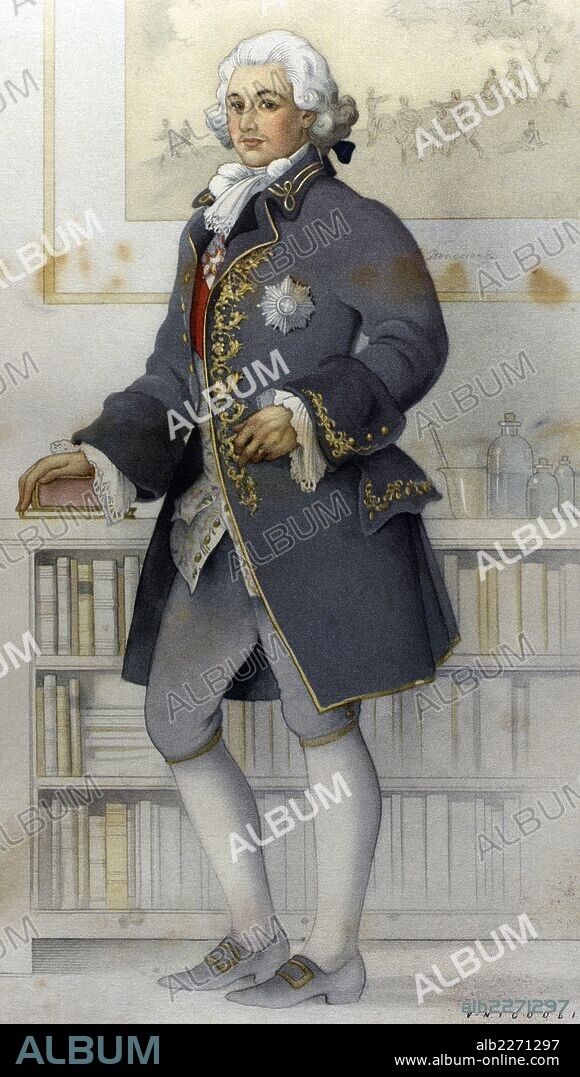 HISTORIA DE LA MEDICINA. MEDICO FRANCES DEL SIGLO XVIII. Grabado a color.