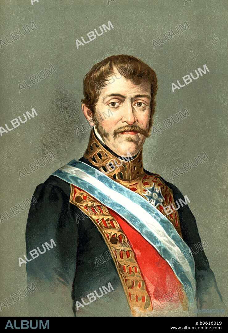 Carlos Isidro de Borbon (1788-1855), brother of King Fernando VII and Carlist pretender to the crown of Spain, by the name of Charles V, engraving, 1845.