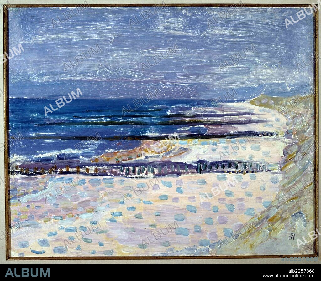 MONDRIAN , PIET. PIETER CORNELIS MONDRIAN. PINTOR HOLANDES. 1872 - 1944. " ESPIGON EN LA PLAYA DE DOMBURG ", AÑO 1909. GALERIE SIDNEY JANIS. NUEVA YORK.