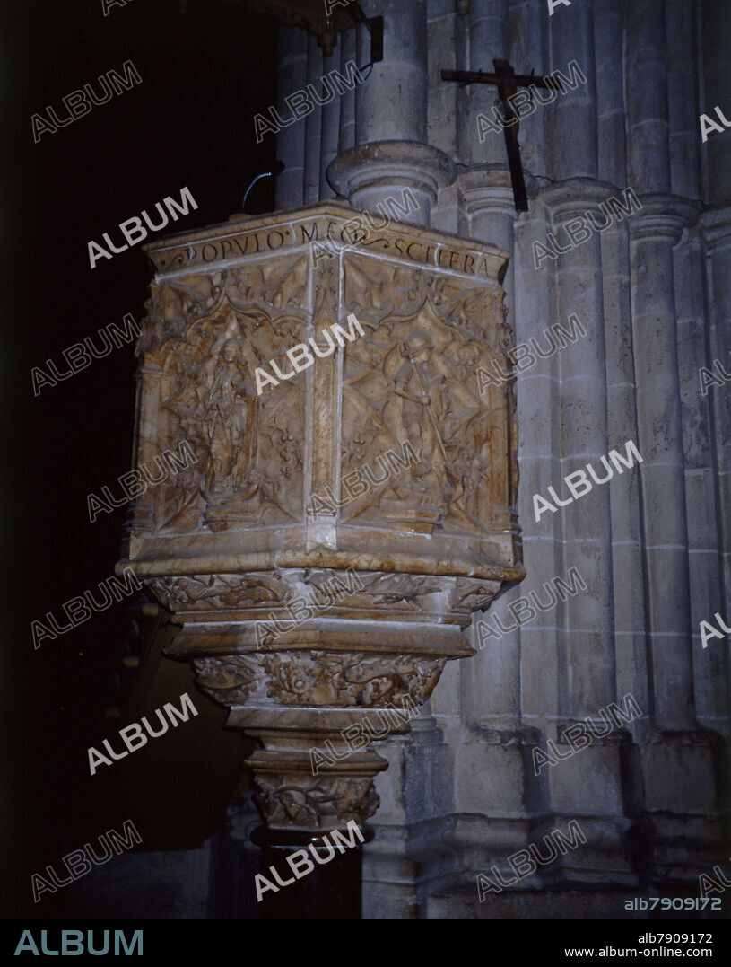 SIMON DE COLONIA (1450/1511). PULPITO GOTICO DE LA CATEDRAL DE BURGO DE OSMA - SIGLO XV - FOTO AÑOS 90.
