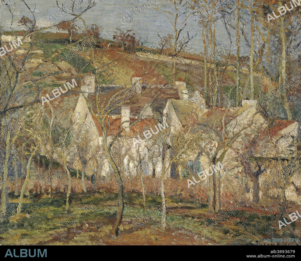 CAMILLE PISSARRO. Les toits rouges, coin de village, effet d'hiver Red roofs, corner of a village, winter. Date/Period: 1877. Painting. Oil on canvas. Height: 540 mm (21.25 in); Width: 650 mm (25.59 in).