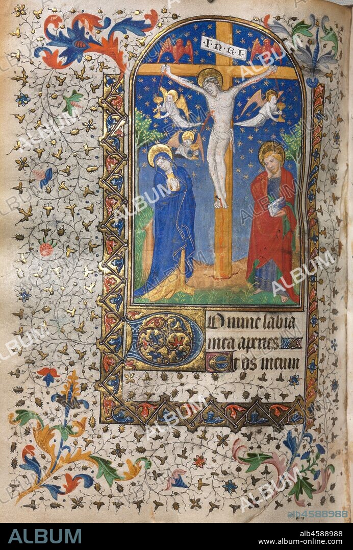 Book of Hours (Use of Paris), c. 1420. The Boucicaut Master takes his name from the book of hours he made for Jean de Boucicaut (died 1421), marshal of France, who was taken prisoner by the English at the Battle of Agincourt in 1415. This talented artist, known for his tall, elongated figures with delicate features, exercised profound influence over Parisian manuscript painting during the first decades of the 1400s?a point illustrated by this volume.