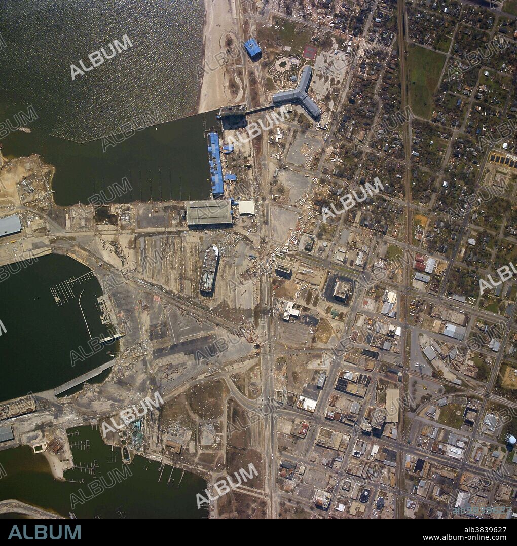 Gulfport, Mississippi where the port sustained widespread destruction. NOAA used an Emerge/Applanix Digital Sensor System, or DSS, to acquire the images from an altitude of 7,500 feet. The equipment was mounted on NOAA's Cessna Citation aircraft, which is a versatile twin-engine jet aircraft modified for acquiring coastal remote sensing imagery. The aircraft can support a wide variety of remote sensing configurations, including large format aerial photography, as well as data collection for digital cameras, hyperspectral, multispectral and LIDAR systems. Hurricane Katrina was the deadliest and most destructive Atlantic tropical cyclone of the 2005 Atlantic hurricane season. It is the costliest natural disaster, as well as one of the five deadliest hurricanes, in the history of the United States. Katrina is the seventh most intense Atlantic hurricane ever recorded, part of the 2005 season that included three of the six most intense Atlantic hurricanes ever documented (along with #1 Wilma and #4 Rita). At least 1,833 people died in the hurricane and subsequent floods, making it the deadliest U.S. hurricane since the 1928 Okeechobee hurricane; total property damage was estimated at $108 billion (2005 USD).