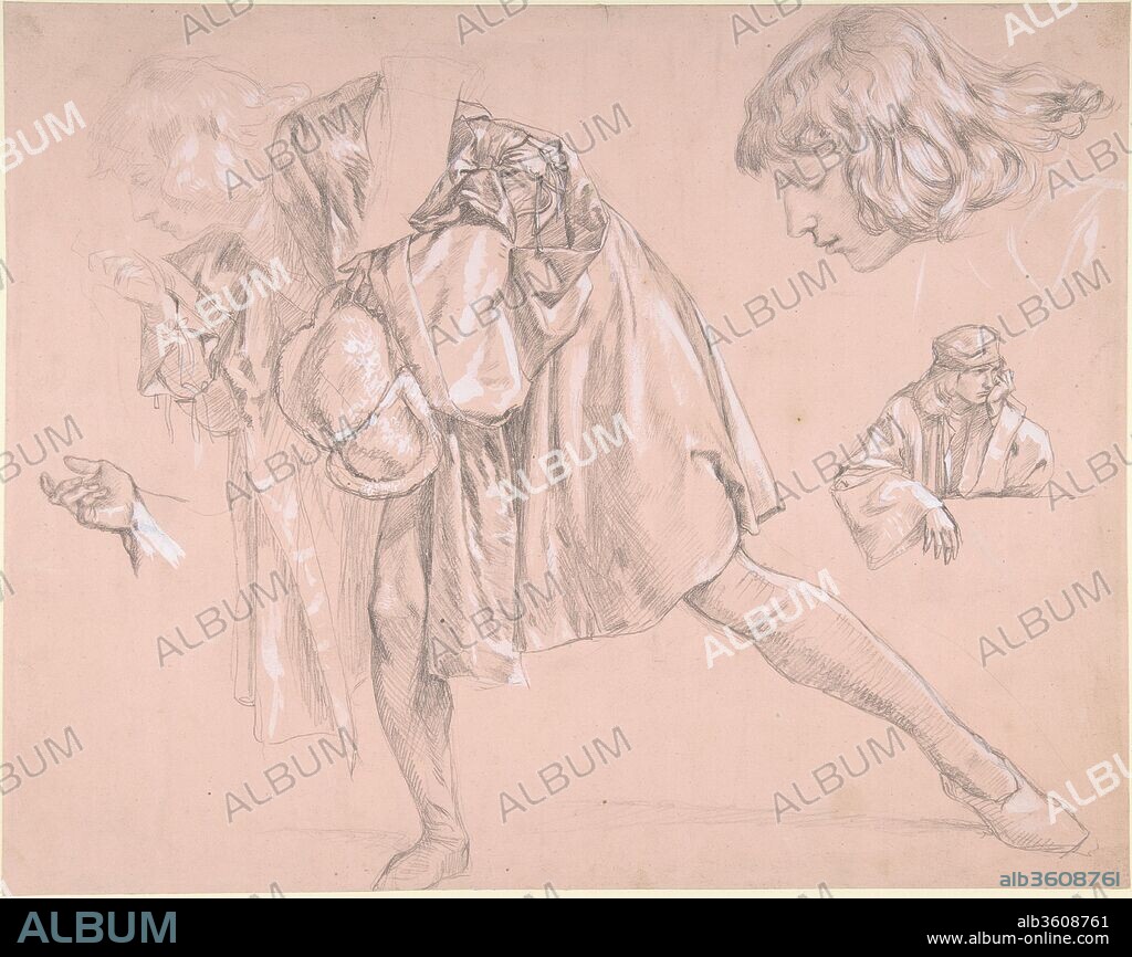 Study of a young man bending forward to kiss a hand, for the painting The Departure of the Prodigal Son (now lost). Artist: James Tissot (French, Nantes 1836-1902 Chenecey-Buillon). Dimensions: 9 1/2 x 12 1/16 in. (24.1 x 30.6 cm). Date: 1862-63.