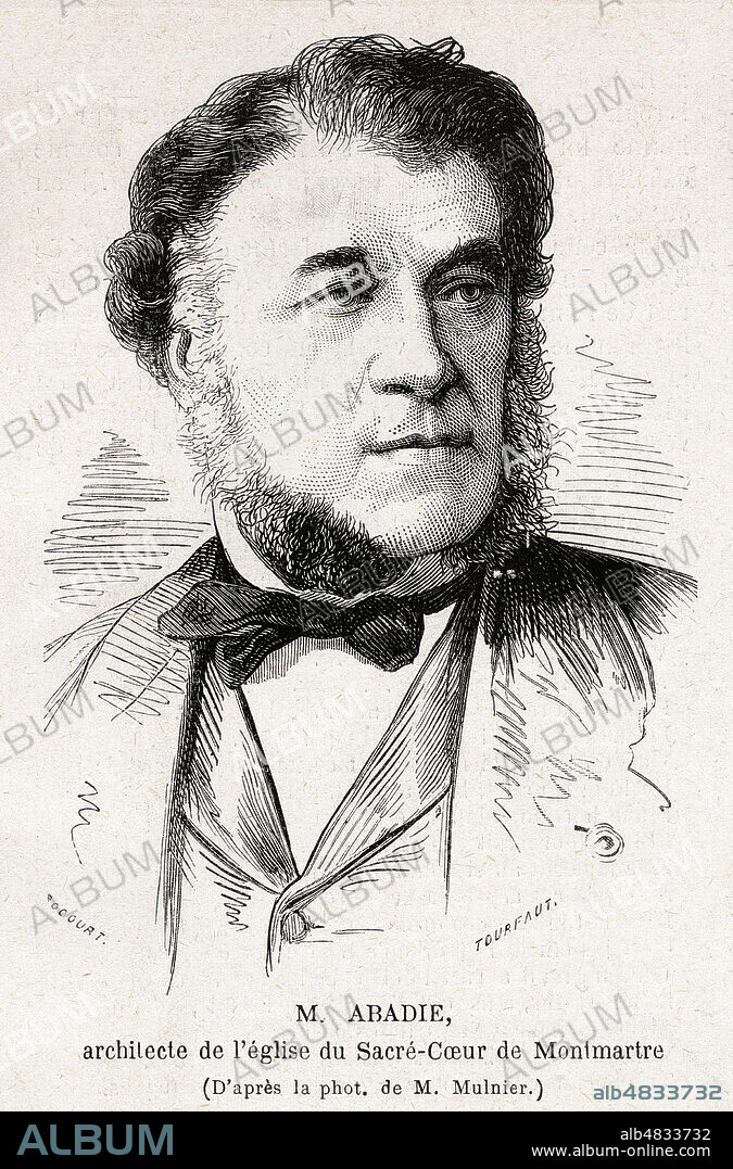M. Paul ABADIE (1812-1884) architecte de l'eglise du Sacre-Coeur a Montmartre. d'apres la phot de M. MULNIER pour Le Monde illustre du 26 juin 1875. Credit : Collection Kharbine-Tapabor.
