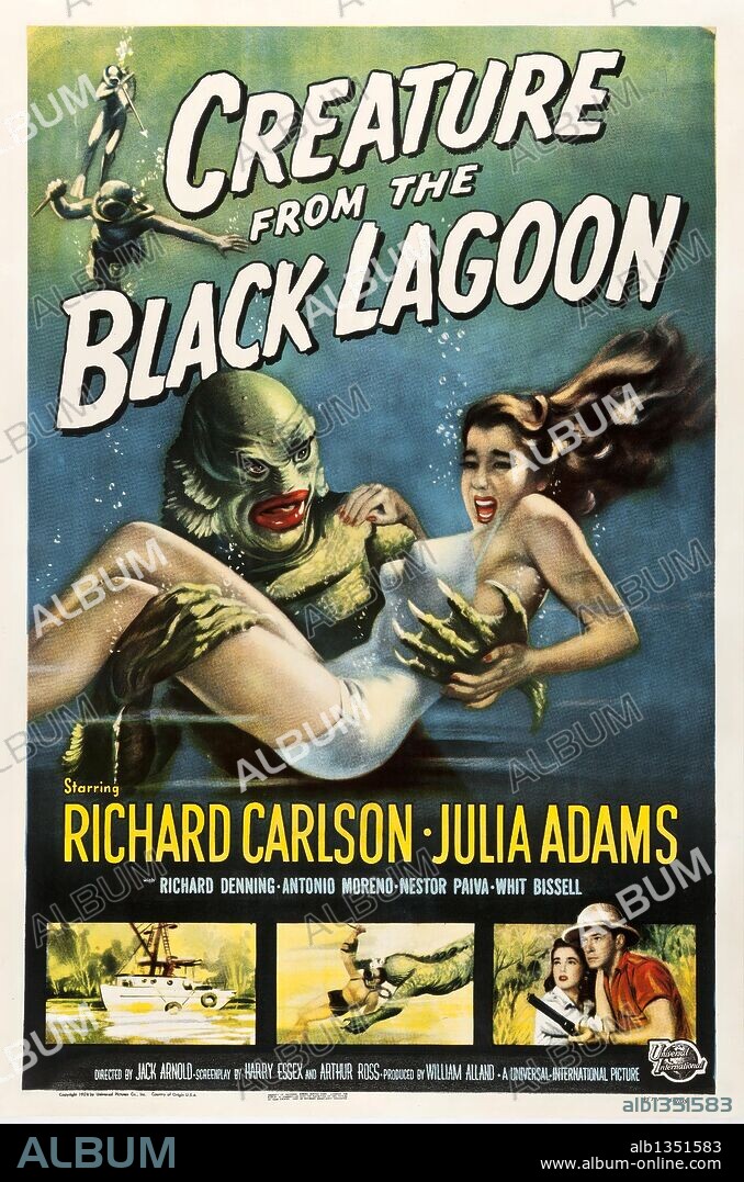 Poster de LA MUJER Y EL MONSTRUO, 1954 (CREATURE FROM THE BLACK LAGOON), dirigida por JACK ARNOLD. Copyright UNIVERSAL PICTURES.