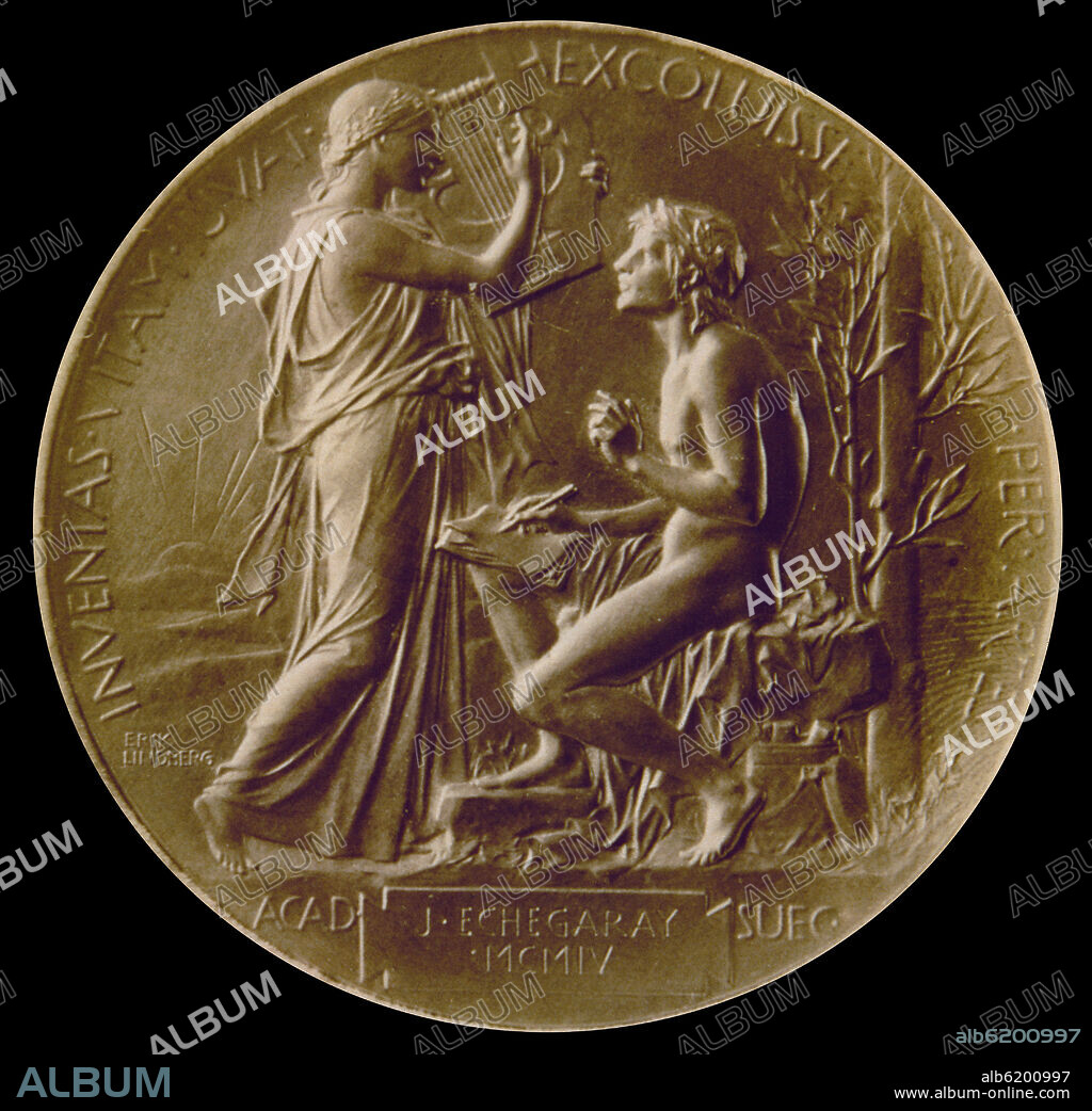 MEDALLA DEL PREMIO NOBEL A JOSE ECHEGARAY-REVERSO.