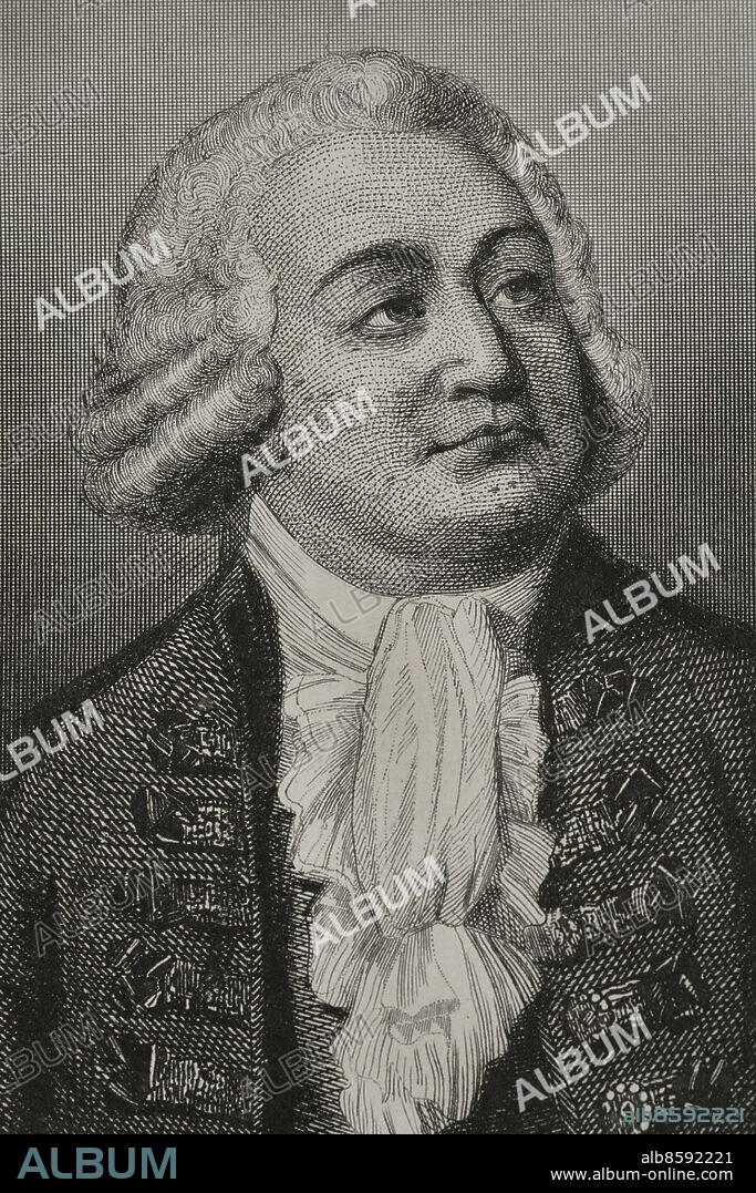 Honoré Gabriel Riqueti, conde de Mirabeau (1749-1791). Político francés. Líder de las primeras fases de la Revolución Francesa. Retrato. Grabado. Detalle. "Historia Universal", de César Cantú, Tomo VI. 1857.