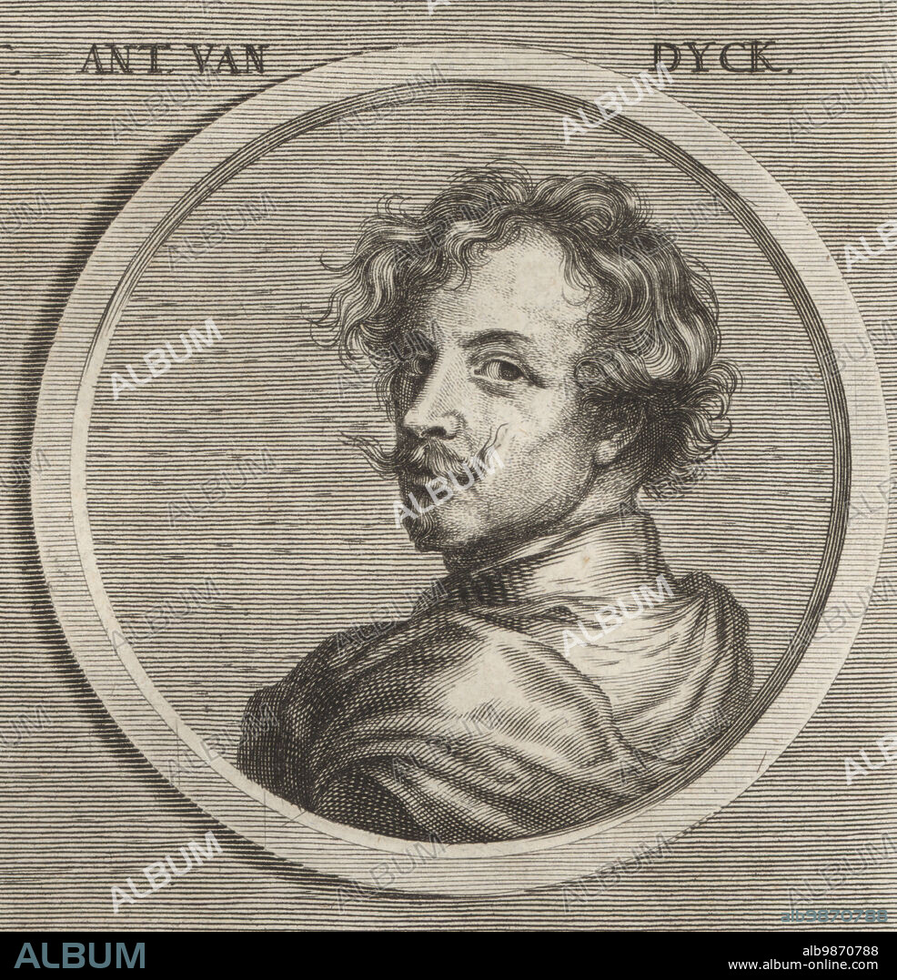 Sir Anthony van Dyck, Flemish Baroque artist who became the leading court painter in England, 1599-1641. Ant. van Dyck. Copperplate engraving after an illustration by Joachim von Sandrart from his LAcademia Todesca, della Architectura, Scultura & Pittura, oder Teutsche Academie, der Edlen Bau- Bild- und Mahlerey-Kunste, German Academy of Architecture, Sculpture and Painting, Jacob von Sandrart, Nuremberg, 1675.