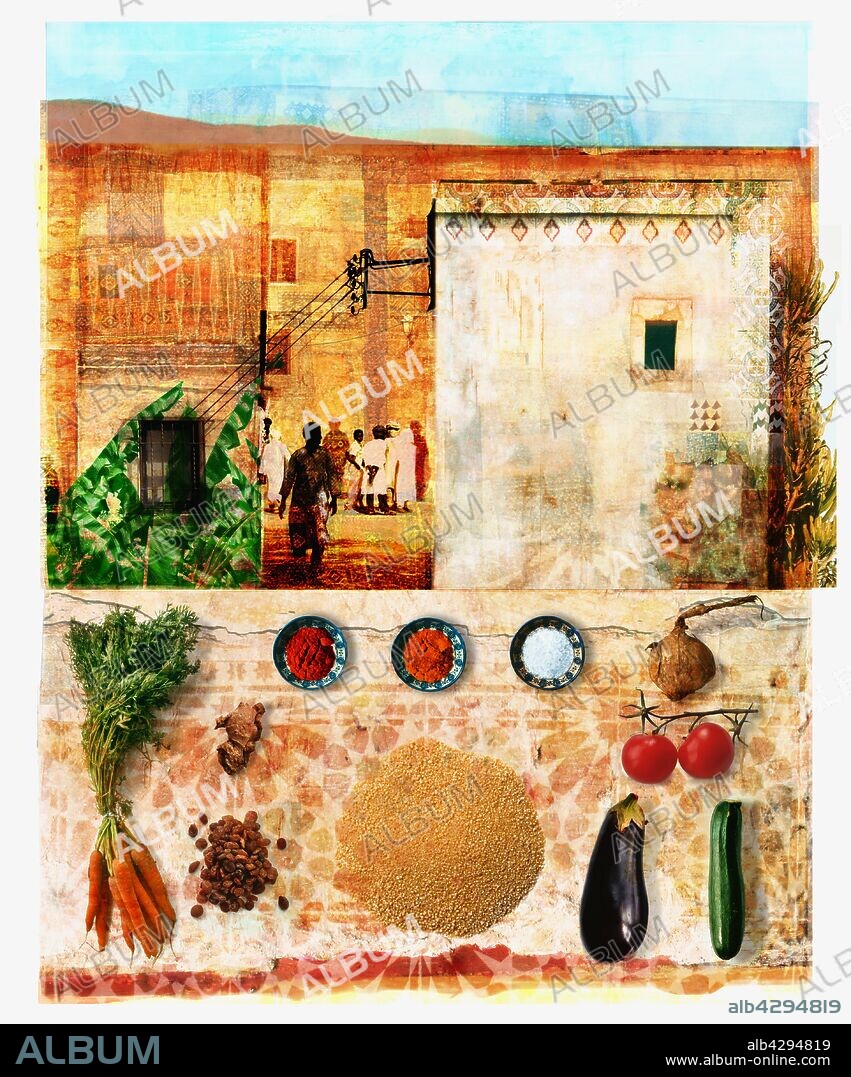 Moroccan food and culture collage.