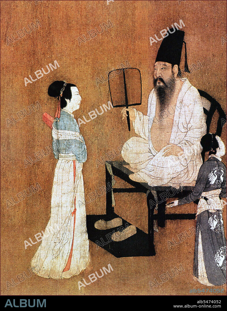 The Night Revels of Han Xizai is a painted scroll depicting Han Xizai, a minister of the Southern Tang Emperor Li Yu (937-978). This narrative painting is split into five distinct sections: Han Xizai listens to the pipa, watches dancers, takes a rest, plays string instruments, and then sees guests off. The original, painted by Gu Hongzhong (937-975), is lost, but a 12th century copy, housed in the Palace Museum in Beijing, survives (pictured here).