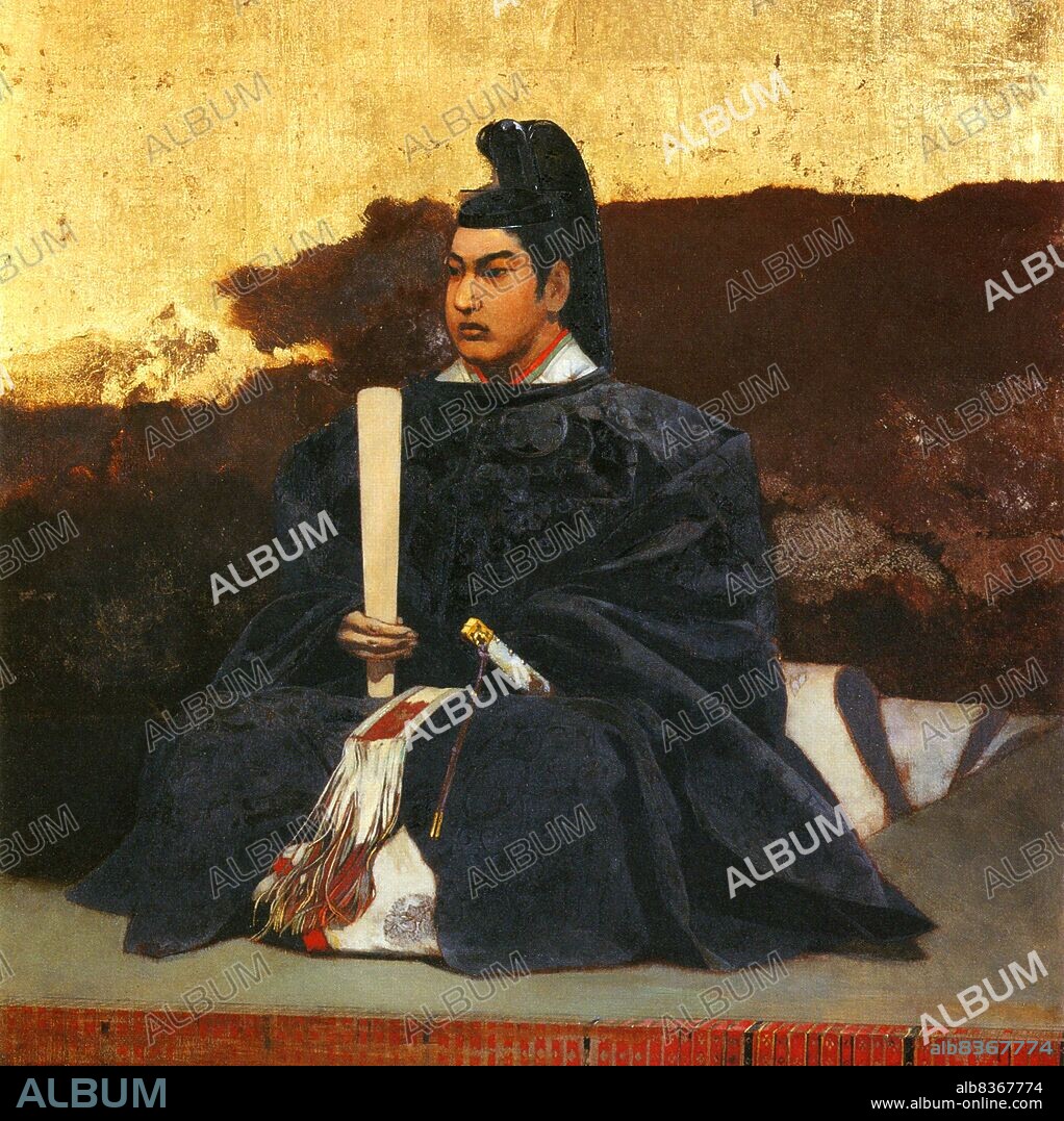 Japan: 'Portrait of Tokugawa Iemochi'. Oil on canvas painting by Kawamura Kiyoo (1852-1934), 1884.<br/><br/>. Tokugawa Iemochi (July 17, 1846August 29, 1866) was the 14th shogun of the Tokugawa shogunate of Japan, who held office 1858 to 1866. During his reign there was much internal turmoil as a result of Japan's first major contact with the United States, which occurred under Commodore Perry in 1853 and 1854, and of the subsequent 're-opening' of Japan to western nations. Iemochi's reign also saw a weakening of the shogunate.<br/><br/>. Kawamura Kiyoo (1852-1934) was a Japanese painter from Edo. He became a follower of the yga (Western-style) of painting, and journeyed for a time through France and Italy. He aided in the formation of the Meiji Bijutsukai in 1889, the first art association in Japan championing western-style painting.