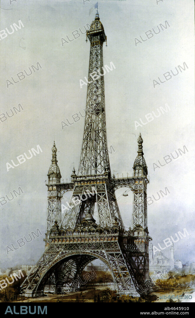 Projet pour la Tour Eiffel de Stephen Sauvestre, architecte qui a participé à la conception de la Tour a partir de 1884, employé de Gustave EIFFEL. Coll. Perrin/KHARBINE-TAPABOR.