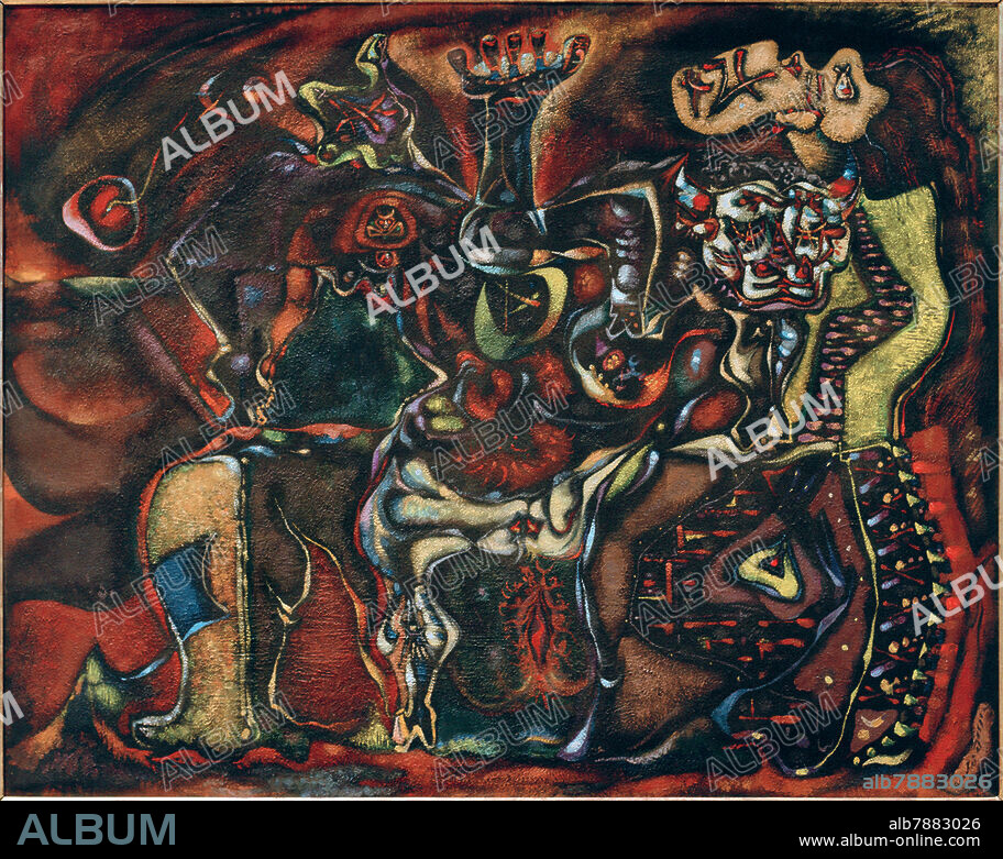 ANDRÉ MASSON. Masson, André 1896-1987. "Pasiphae", 1943. Öl und Tempera auf Leinwand, 101 × 127 cm. Winnetka (Illinois), Privatsammlung.