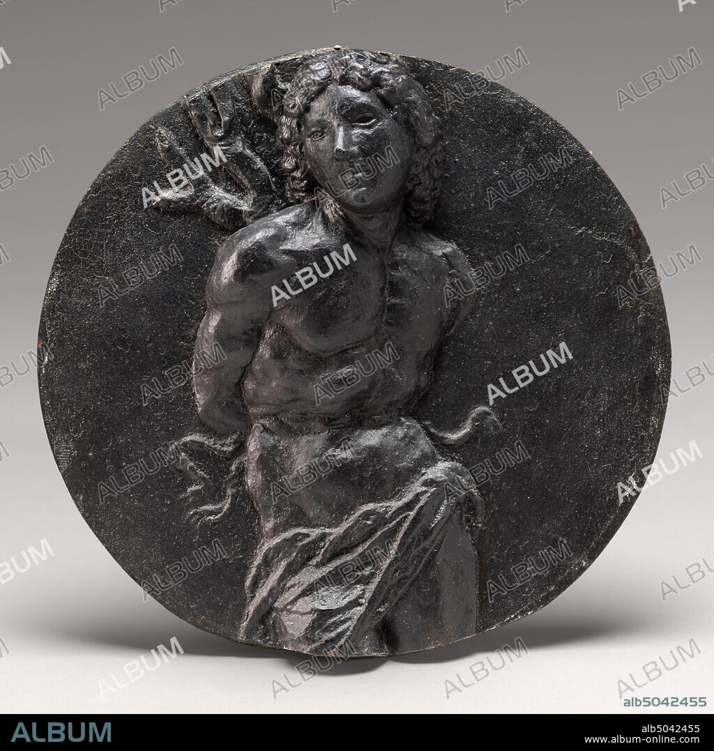 Francesco di Giorgio Martini, (artist), Sienese, 1439 - 1501, Saint Sebastian, c. 1475/1485, bronze/Black laquer (abraded locally), overall (diameter): 22.5 cm (8 7/8 in.), gross weight: 2416.9 gr (5.328 lb.).