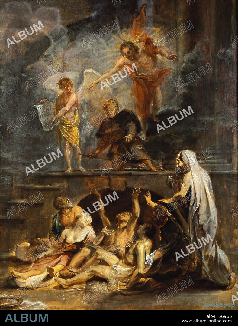 PETER PAUL RUBENS (taller). Peter Paul (taller de) Rubens (Siegen, 1577 - Amberes, 1640). San Roque como patrón de la peste (hacia 1623). Óleo sobre tabla. 64,3 x 49,5 cm.
