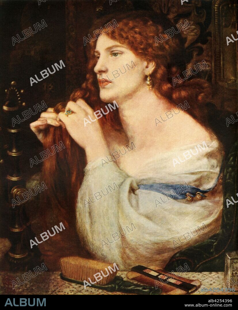 DANTE GABRIEL ROSSETTI. 'Aurelia (Fazio's Mistress)',1863-1873, (1948). Portrait of Rossetti's mistress Fanny Cornforth, inspired by the 14th-century poetry of Fazio degli Uberti. Painting in the Tate Gallery, London. From "The Saturday Book", Eighth Year, edited by Leonard Russell. [Hutchinson, London, 1948].