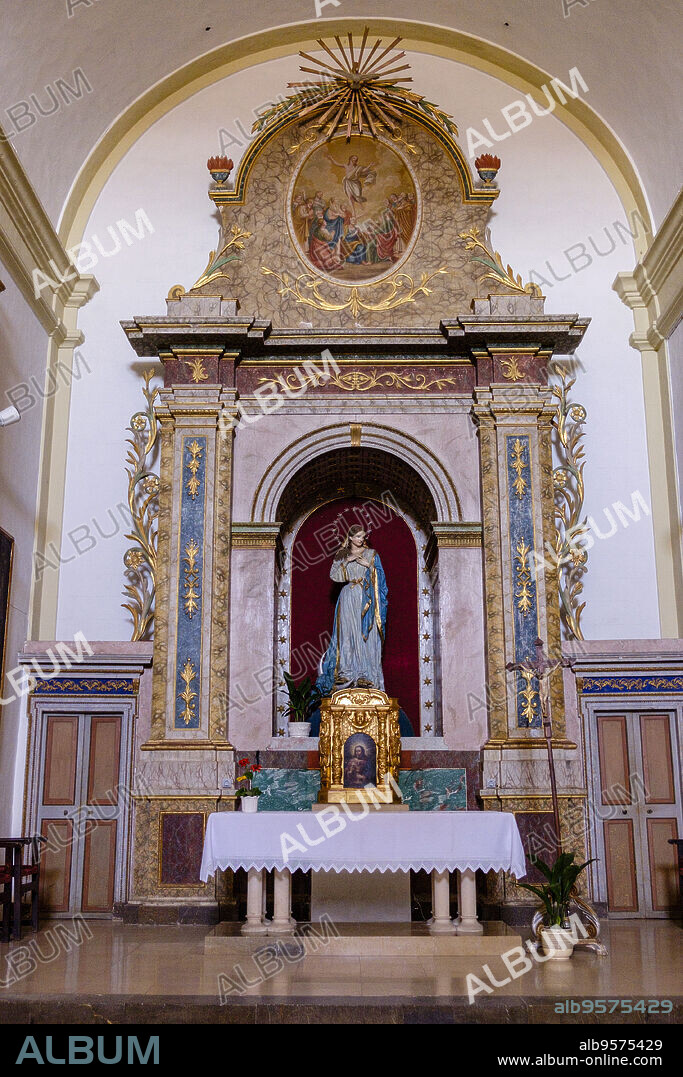 retablo de la Mare de Deu de Loreto, iglesia de la Immaculada Concepció, Galilea, Puigpunyent, Mallorca, balearic islands, Spain.