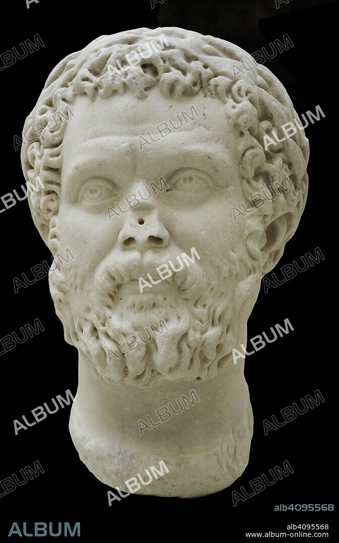 Clodio Albino (Décimo Clodio Celonio Septimio Albino) (147-197). Gobernador de Gallia Belgica y Britania. Busto de mármol. 193-195. Museo Arqueológico Nacional. Madrid. España.