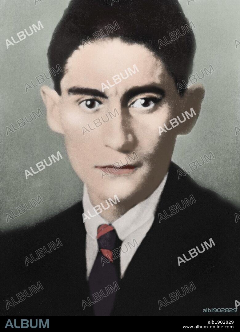 FRANZ KAFKA (Praga, 1883-Viena, 1924). Escritor checo en lengua alemana, de origen judio. Fotografía coloreada.