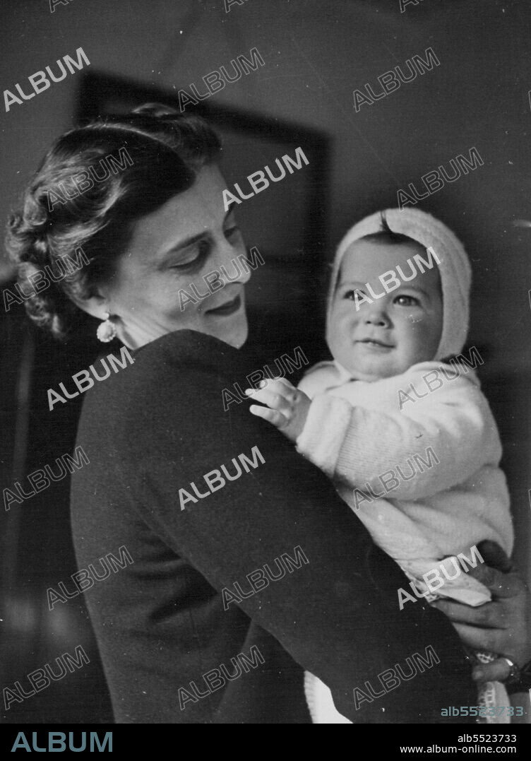 A Royal Mother And Her Baby -- A charming study of the Duchess of Kent photographed at home with her youngest child, Prince Michael.The baby Prince who is now eight months old was born on 'independence day' July 4th, 1942. May 10, 1943. (Photo by London News Agency).