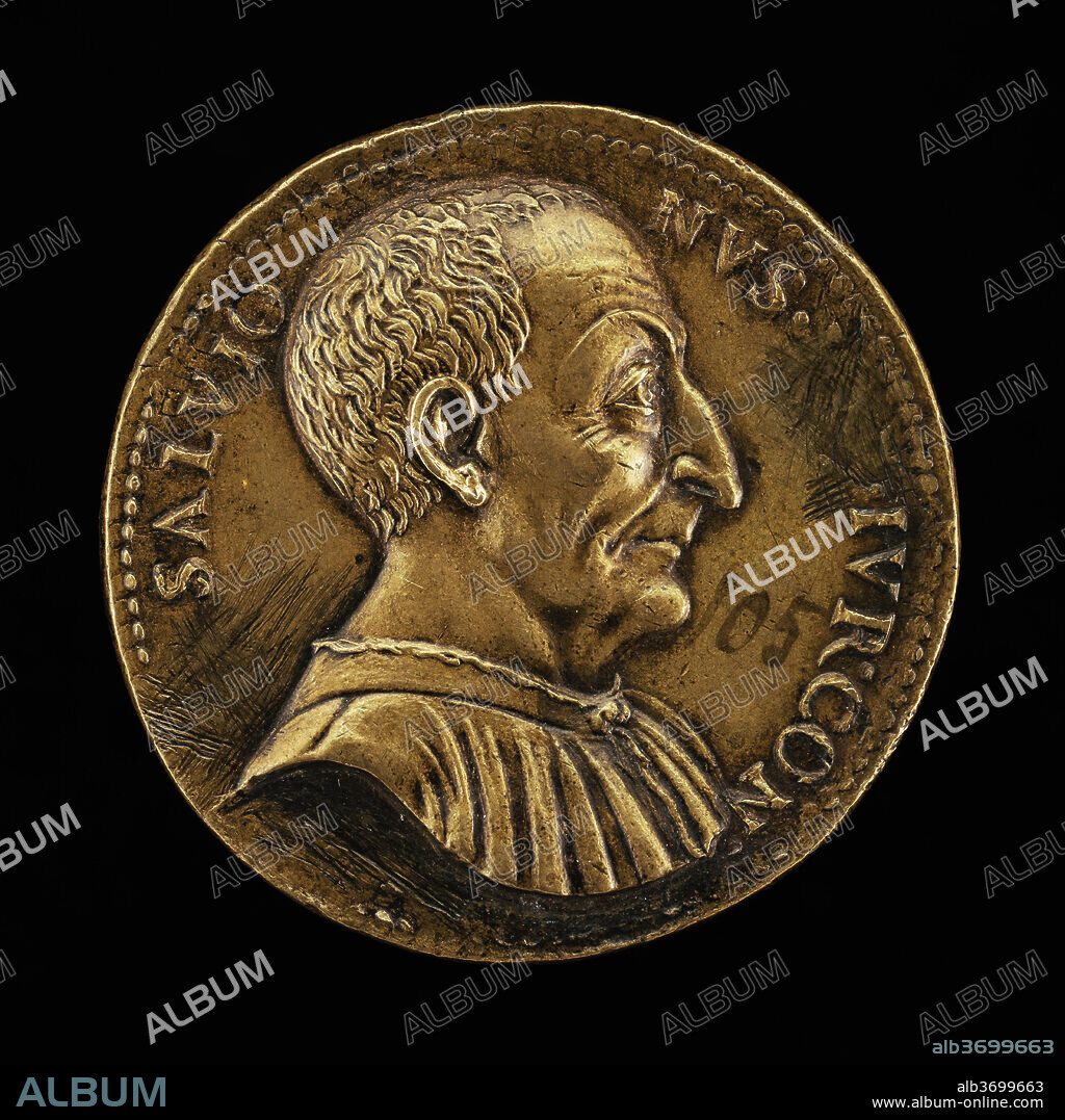 GIOVANNI DA CAVINO. Luca Salvioni, died 1536, Paduan Jurist [obverse]. Dimensions: overall (diameter): 3.84 cm (1 1/2 in.)  gross weight: 28.24 gr (0.062 lb.)  axis: 7:00. Medium: bronze.