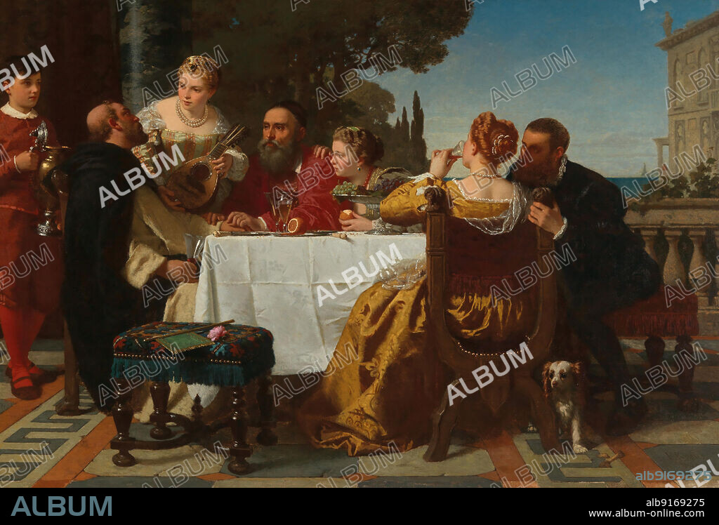 FRIEDRICH KRAUS. A Banquet - Sebastiano del Piombo and Jacopo Strada visits Titian in Venice.
