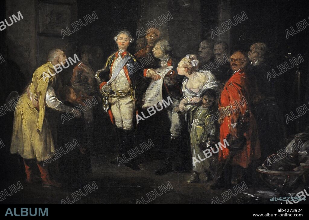Stanislaw II August Poniatowski (1732-1798). King of Poland. King Stanislaw August Poniatowski at the Cadet School, 1774-1783 by Jan Piotr Norblin de la Gourdaine (1745-1830). Oil on canvas. Detail. 19th Century Polish Art Gallery (Sukiennice Museum). National Museum of Krakow. Poland.