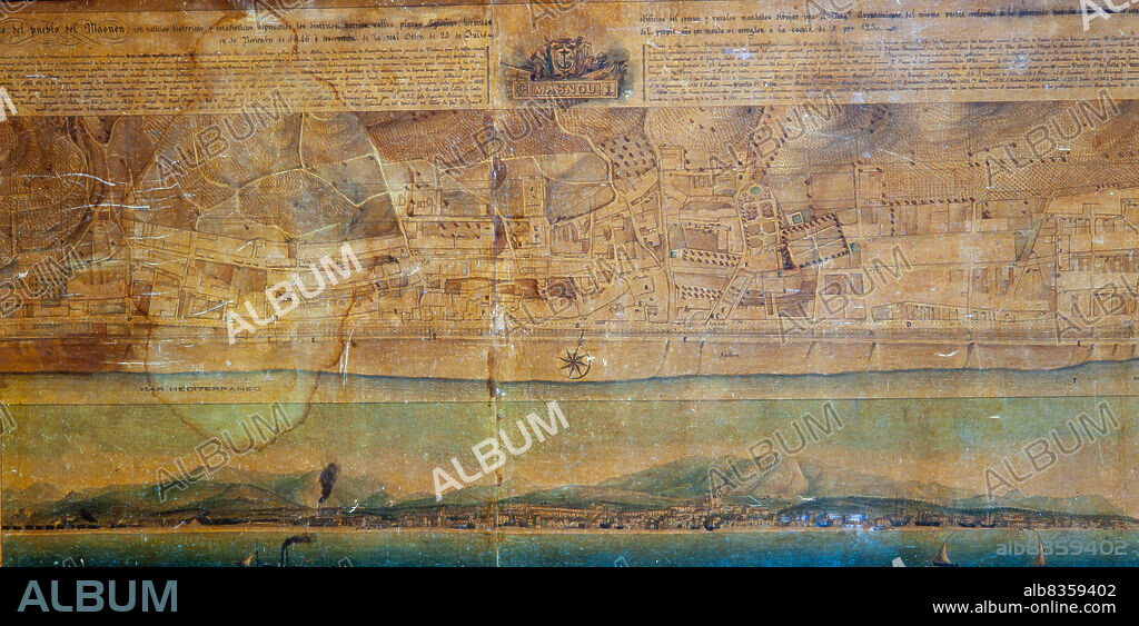 Miquel Garriga i Roca / Plano de El Masnou, 1840.