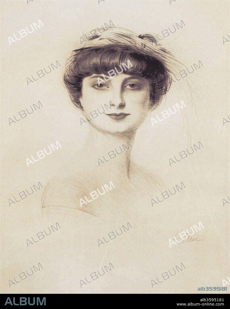 PAUL CESAR HELLEU. Portrait of Anna-Elisabeth, Comtesse Mathieu de Noailles (1876-1933).