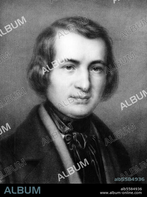 Heine, Heinrich; German poet. Düsseldorf 13.12.1797 - Paris 17.2.1856. Portrait. Lithograph, 1868, by Paul Rohrbach. (born 1817) after drawing, 1840, by Friedrich Pecht (1814-1903). Düsseldorf, Heinrich-Heine-Institut.