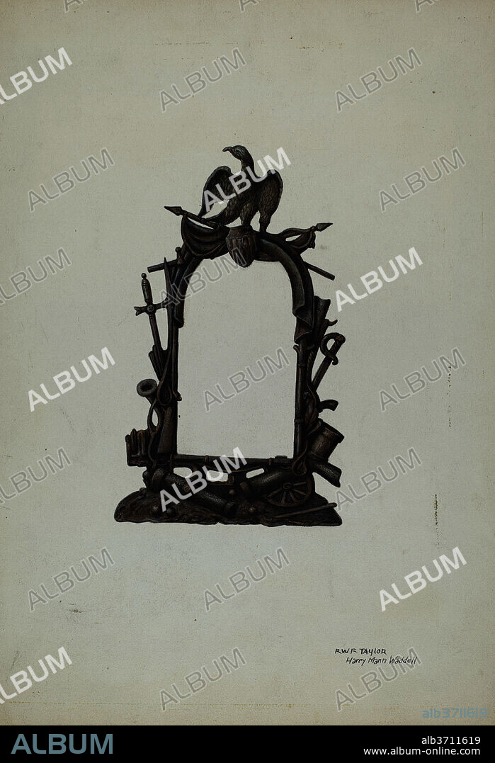ROBERT W. R. TAYLOR AND HARRY MANN WADDELL. Picture Frame. Dated: 1938. Dimensions: overall: 35.5 x 24.5 cm (14 x 9 5/8 in.)  Original IAD Object: 7 1/2"high. Medium: watercolor, colored pencil, gouache, and graphite on paper.