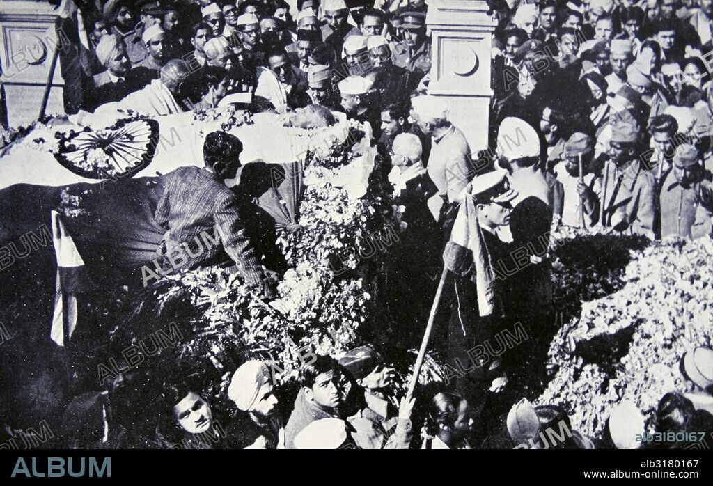Funeral of Mahatma Gandhi following his assassination 1948.