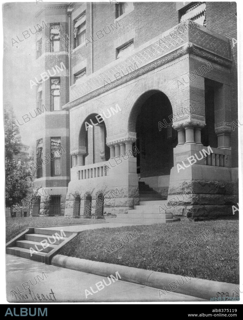 FRANCES BENJAMIN JOHNSTON. Home of Phoebe Apperson Hearst (widow of George Hearst) at 1400 New Hampshire Ave., NW, Washington, D.C., c1900. [Philanthropist, feminist and suffragist Phoebe Hearst founded the University of California Museum of Anthropology, and was co-founder of the National Parent-Teacher Association].