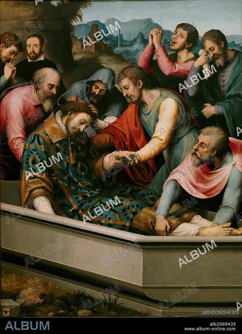 Juan de Juanes / 'Entierro de San Esteban', Hacia 1562, Escuela Española, Óleo sobre Tabla, 160 cm x 123 cm, P00842.