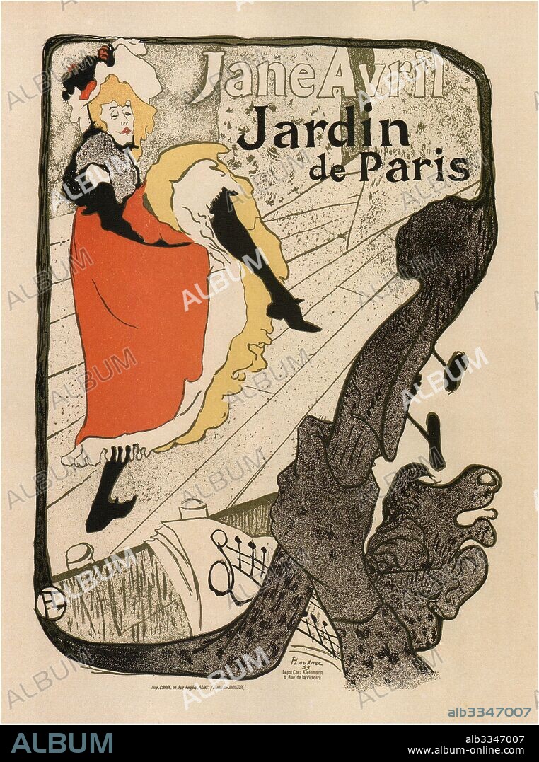 HENRI DE TOULOUSE-LAUTREC. Jane Avril at the Jardin de Paris (Poster).