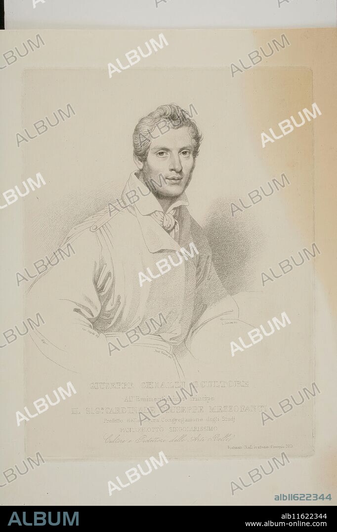 Luigi Ceroni / 'The Sculptor Giuseppe Chialli'. 1839 - 1848. Etching, Roulette, Printing on japon on wove paper.