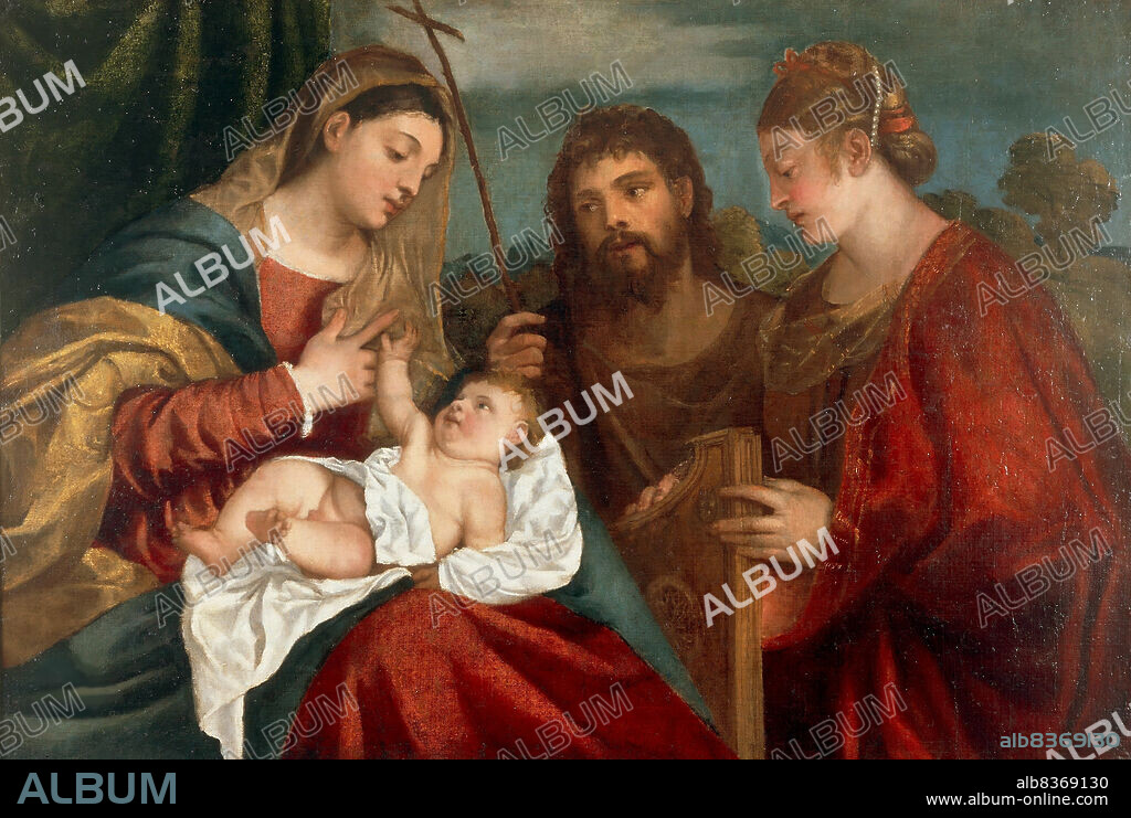 TITIAN. Madonna and Child with John the Baptist and Saint Cecilia.