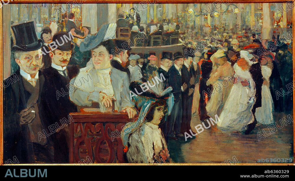 IDA GERHARDI. Gerhardi, Ida. 1862-1927. "Großes Pariser Tanzstück (Bal Bullier) ", 1905. Öl auf Malpappe, 44,5 × 79 cm. Münster, Westfälisches Landesmuseum.
