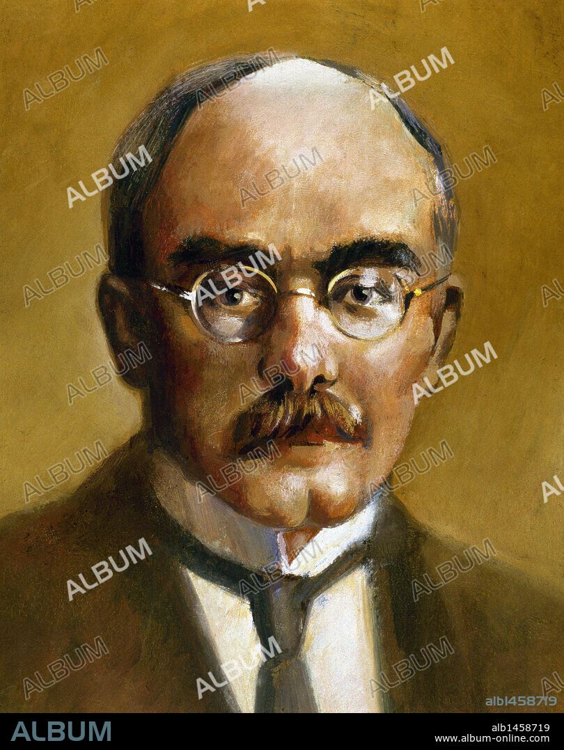 RUDYARD KIPLING (1865-1936). Escritor británico. Premio Nobel de Literatura en 1907. Dibujo.