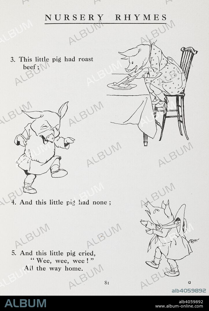 This little pig went to market - nursery rhyme. Mother Goose. The old nursery rhymes. Illustrated by Arthur Rackham. London : William Heinemann, [1913.]. Source: 11646.h.32. page 81.