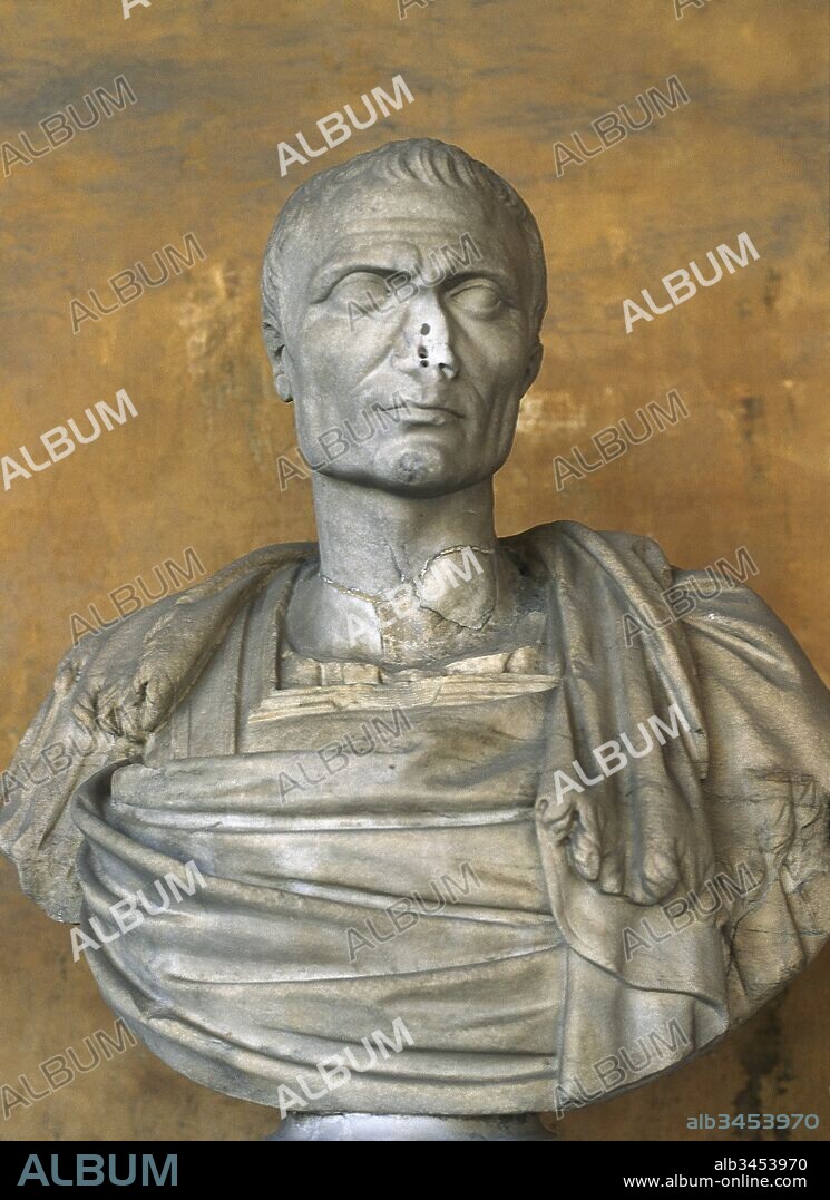 Julius Caesar (100BC-44 BC). Roman politician and general. Roman Republic. Marble bust. Baths of Diocletian (National Roman Museum) Rome. Italy.