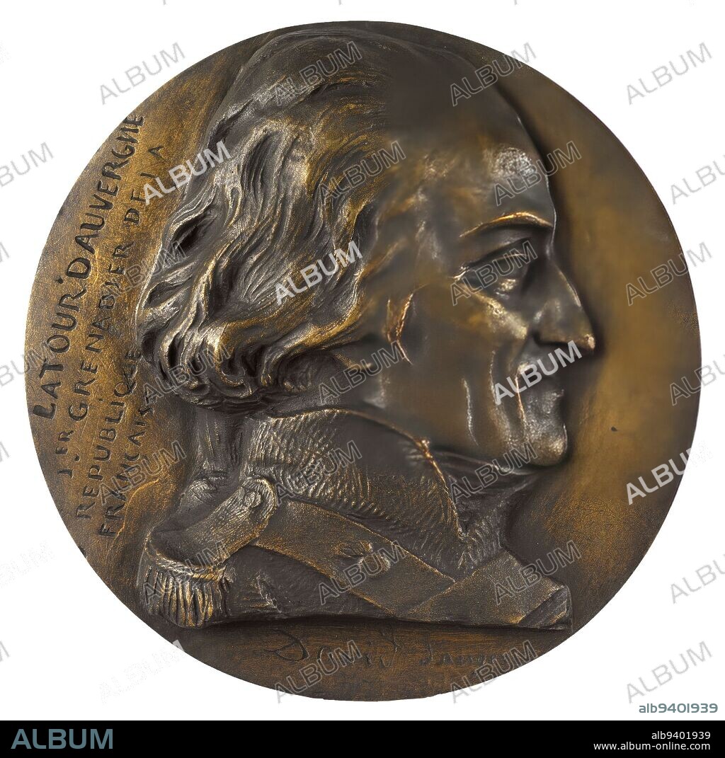 Portrait of Théophile-Malo Corbet de La Tour d'Auvergne (1743-1800), officer, David d'Angers, Pierre-Jean, Sculptor, Thiébaut Frères, Founder, 1st half of the 19th century, Sculpture, Medallion (sculpture), Dimensions - Work: Diameter: 18.5 cm.