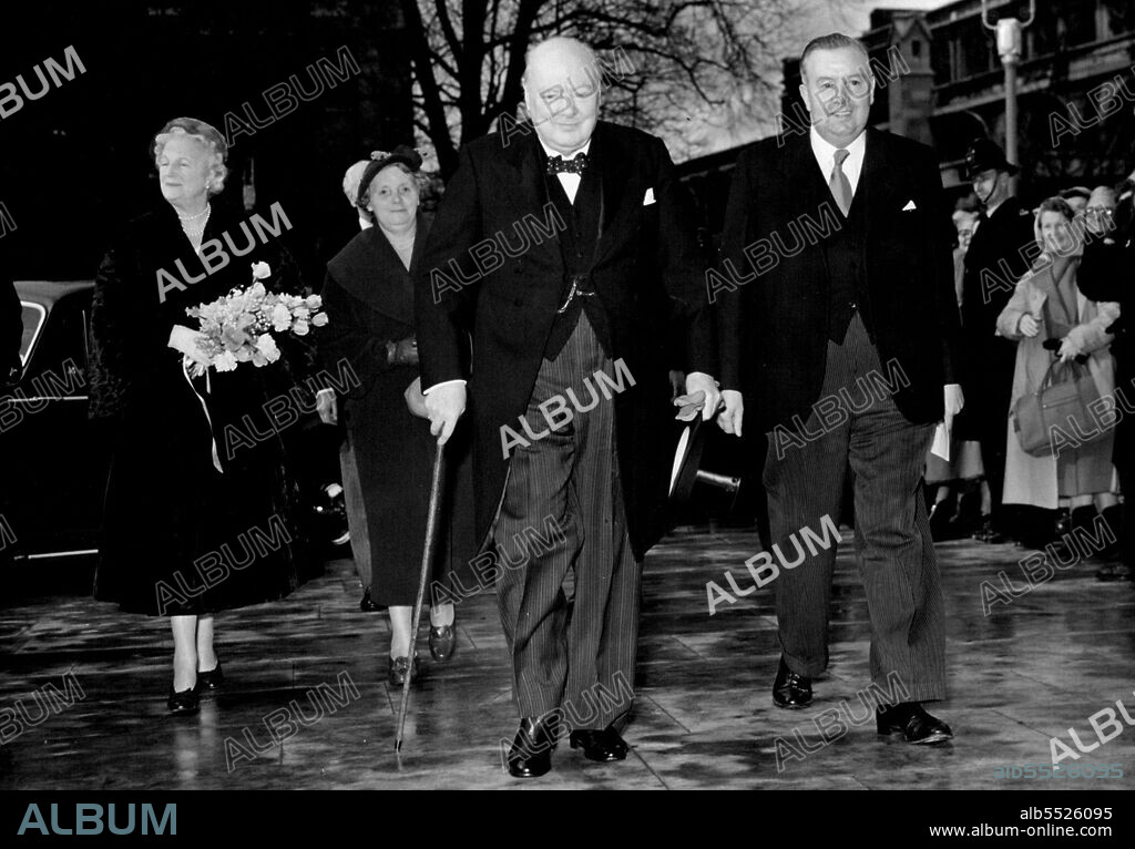 The 80th. Birthday of Sir Winston Churchill: Sir Winston Churchill, 80-years-old today seen arriving at Westminster Hall for his Birthday Presentations from Member of Parliament this morning. Behind Sir Winston is Lady Churchill.
Today, Tuesday November 30th. 1954, is the 80th. Birthday of the Prime Minister, Sir Winston Churchill and in a continuous steam, hundreds of gifts and goodwill messages from the four corners of the world, are pouring into No. 10, Downing Street, in tribute to a great man. December 07, 1954.