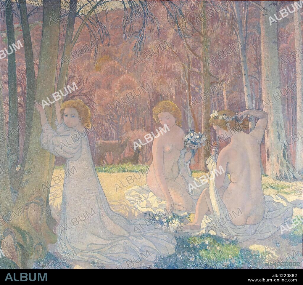 MAURICE DENIS. 'Figures in a Spring Landscape (Sacred Grove)'. France, 1897. Dimensions: 156,5x178,5 cm.
